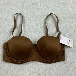 Auden Lightly Lined Strapless Bra Women’s 32B Underwire Convertible Straps Brown